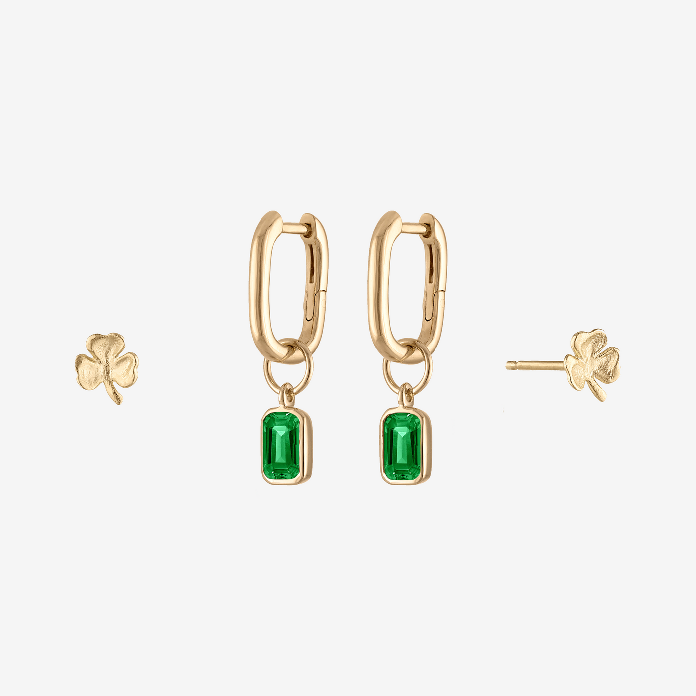 Emerald Shamrock Mini U Earring Bundle