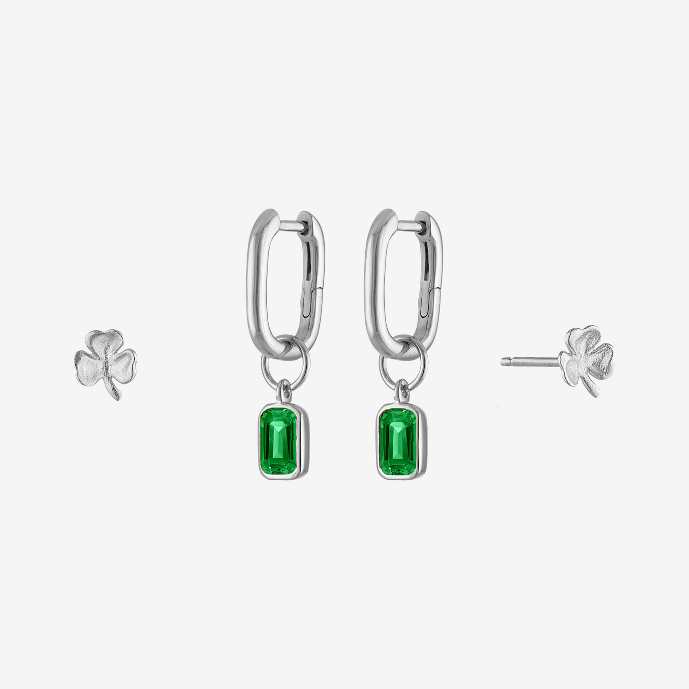 Emerald Shamrock Mini U Earring Bundle