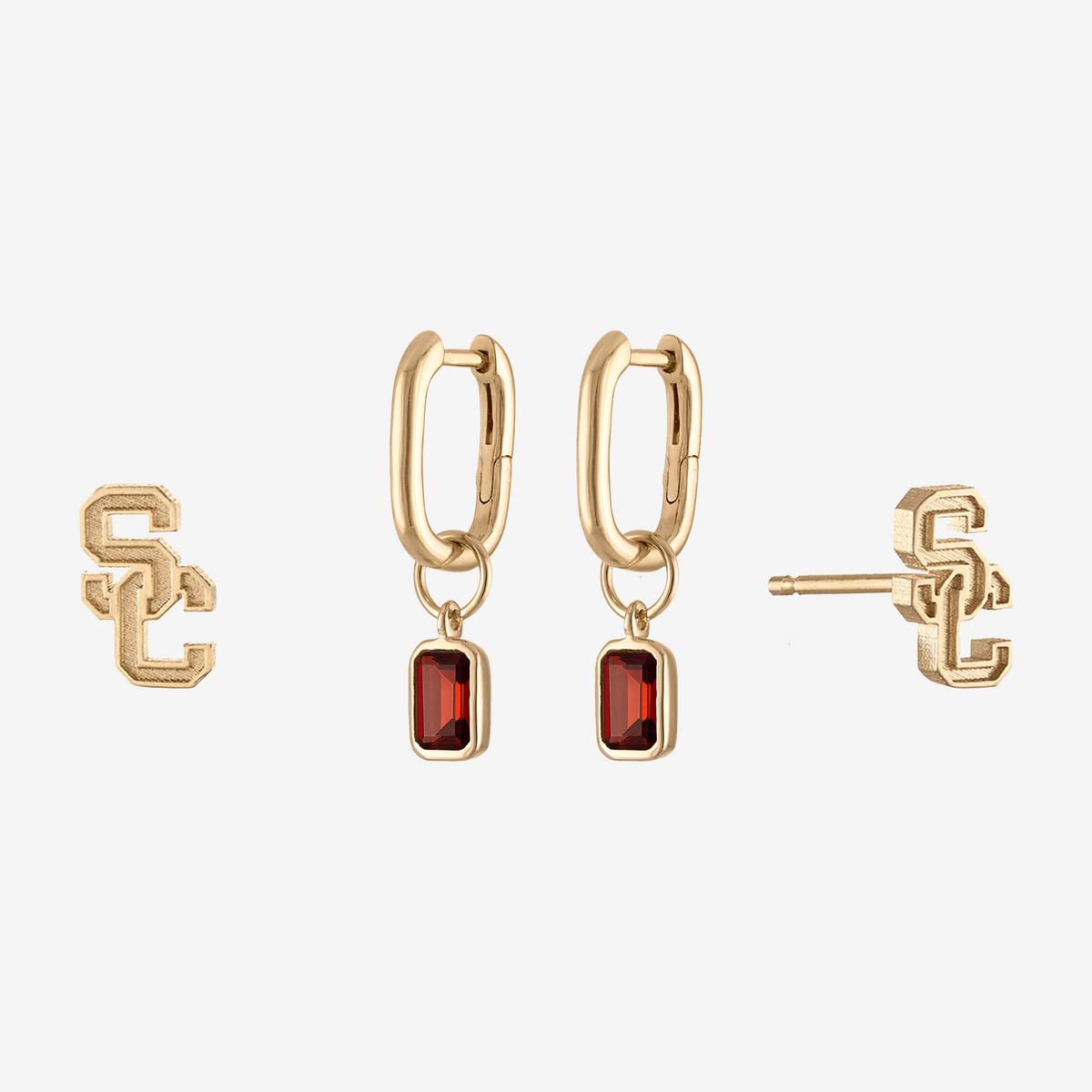 USC Garnet Logo Mini U Earring Bundle
