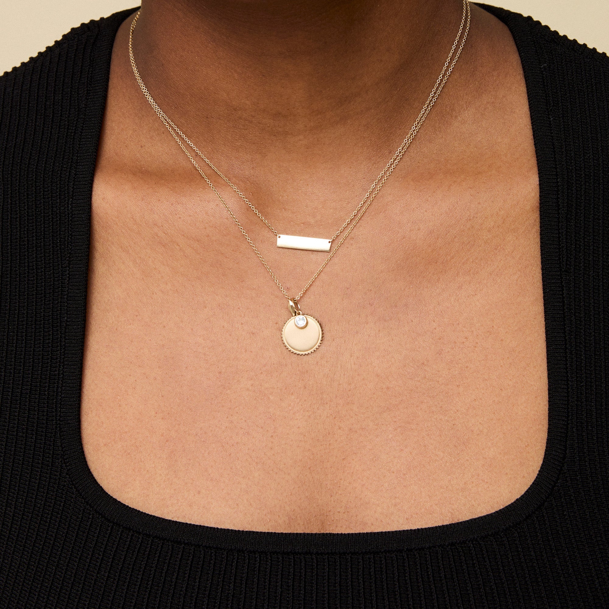 Bar and clearance disc necklace