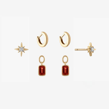 Garnet North Star Florentine Earring Bundle