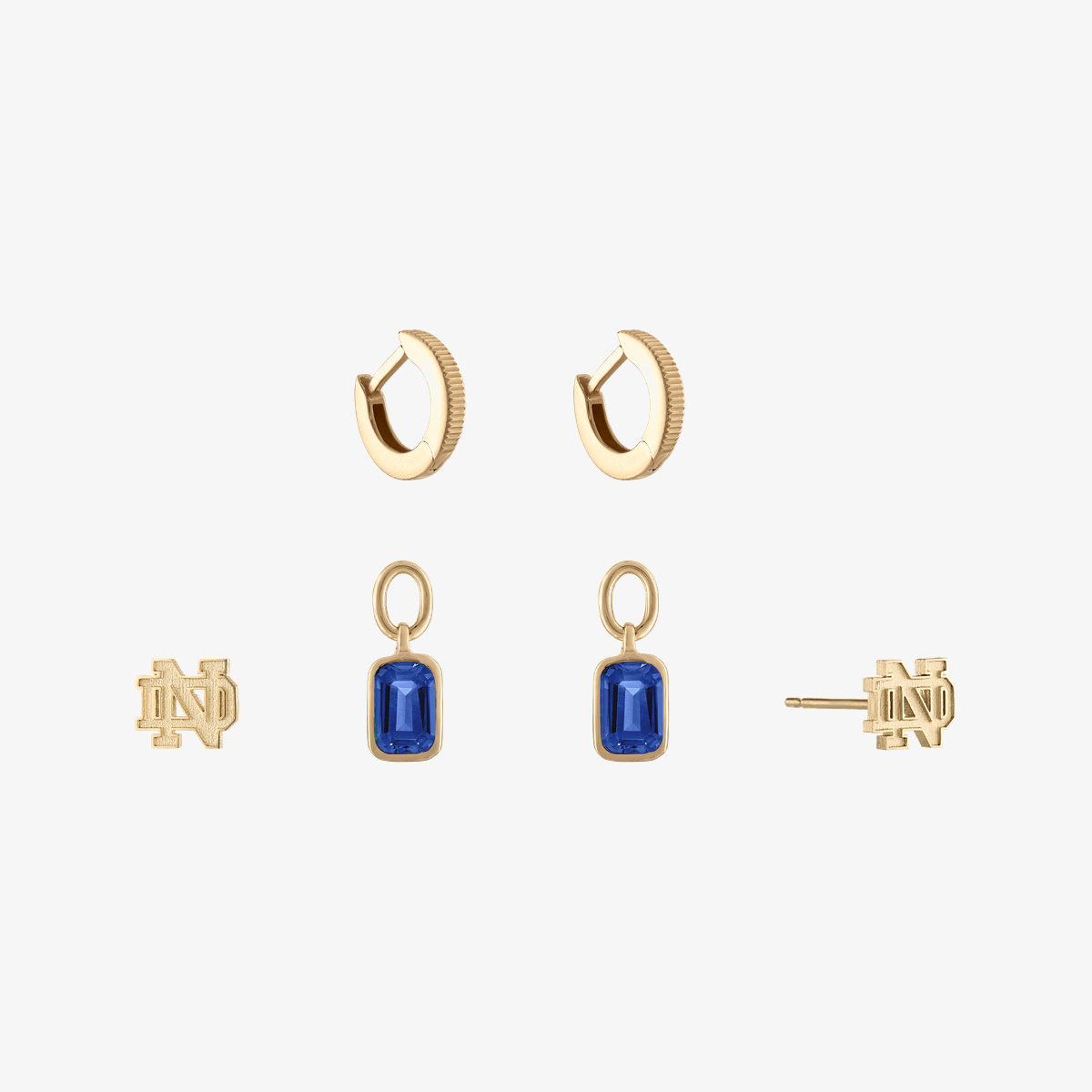 Notre Dame Sapphire Logo Florentine Earring Bundle