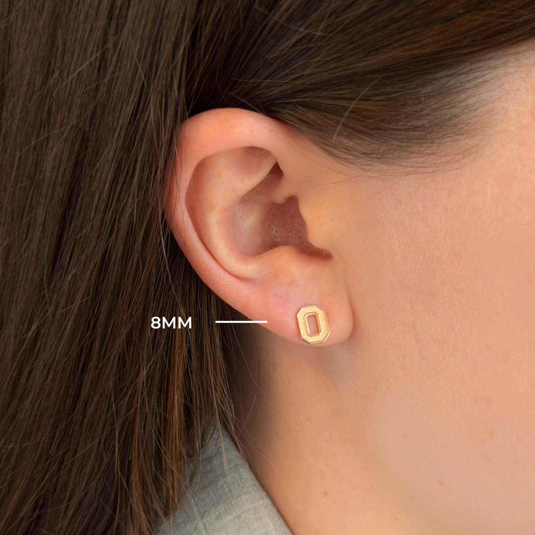 Ohio State Logo Stud 8mm shown on figure in gold