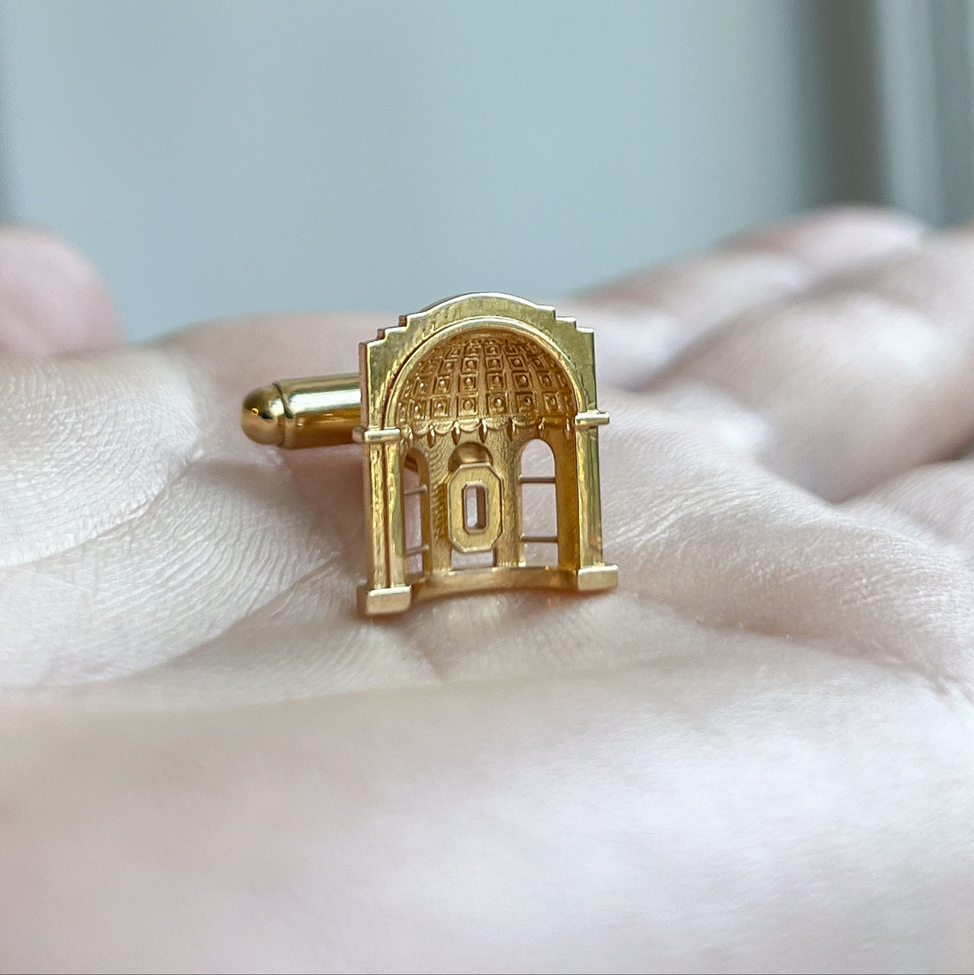 Ohio State Rotunda Cufflink laydown shown in gold