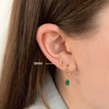 Oregon Logo Stud 6mm shown on figure in gold with Emerald Florentine Earring Bundle