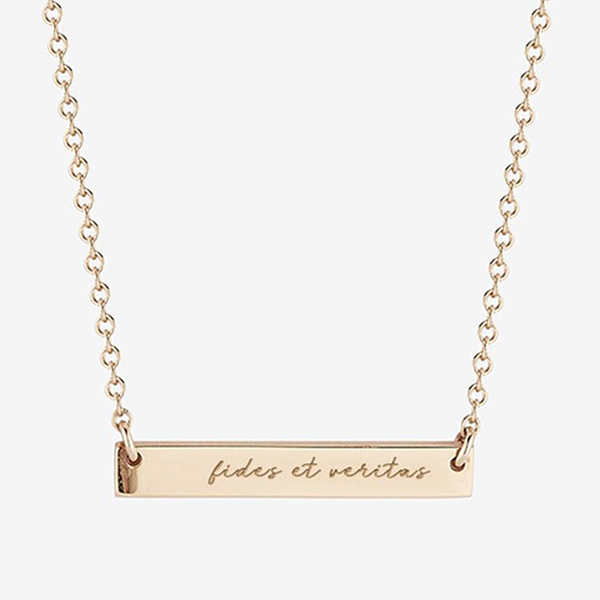 St Lawrence Fides et Veritas Horizontal Bar Necklace