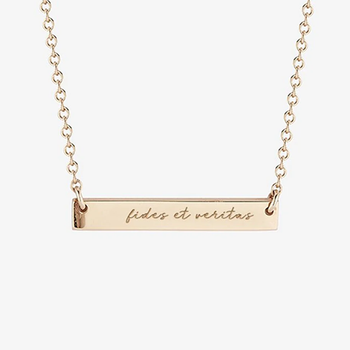 St. Lawrence Fides et Veritas Horizontal Bar Necklace