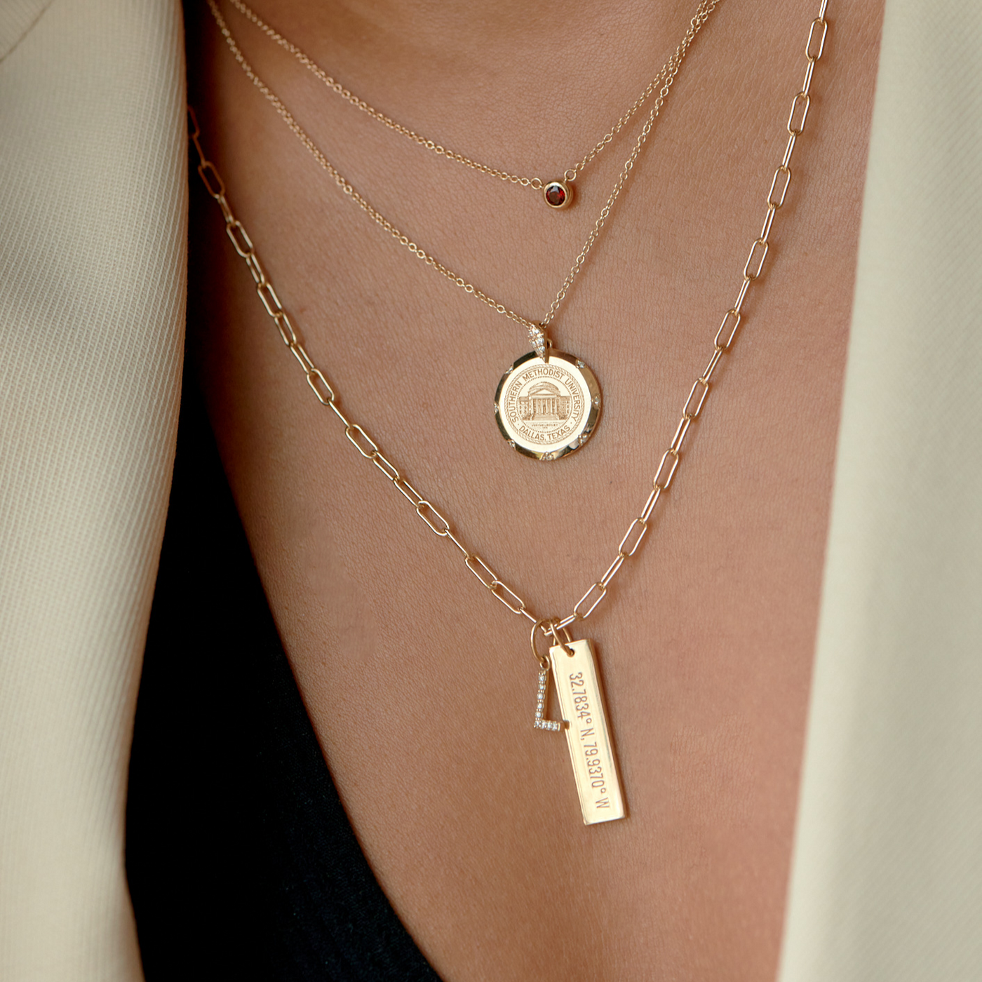 SMU Seal 7-Point Diamond Pendant