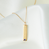 Middlebury Sapphire Gemstone Bar laydown shown in gold on cable chain