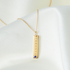 Toronto Sapphire Gemstone Bar laydown shown in gold on cable chain