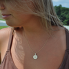 UConn Sunburst Necklace shown on figure in gold with Cable Chain