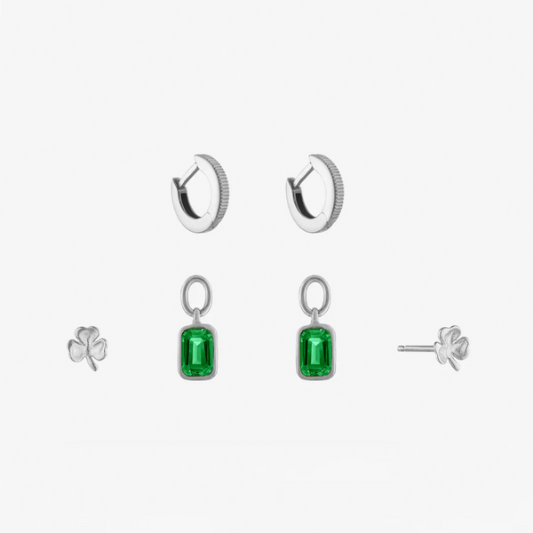 Notre Dame Emerald Shamrock Florentine Earring Bundle