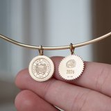 Texas A&M Aggie Ring Crest Pendant shown on Neck Collar with 2026 back engraving in 14k gold