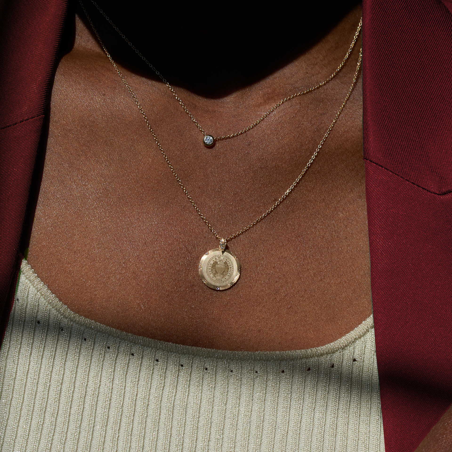 Texas A&M Crest 7-Point Diamond Pendant