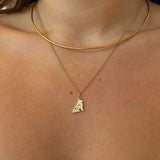 Texas A&M Reveille Charm shown on figure in gold on Cable Chain with Neck Collar in gold