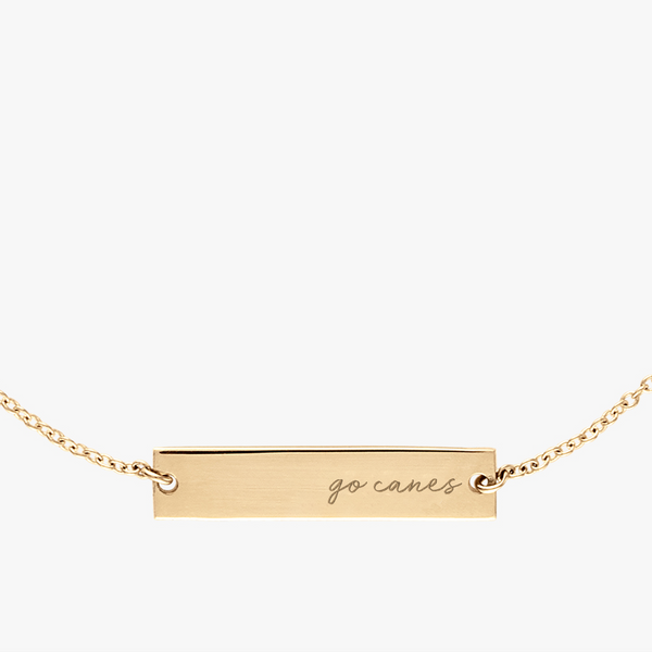 U Miami Go Canes Horizontal Bar Necklace