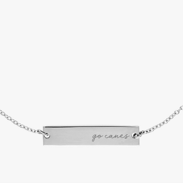 U Miami Go Canes Horizontal Bar Necklace