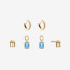 UNC Stud Florentine Bundle Earring Hoops Gold