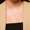 UT Hook Em Horizontal Bar Necklace shown on figure in gold with Link Chain Choker