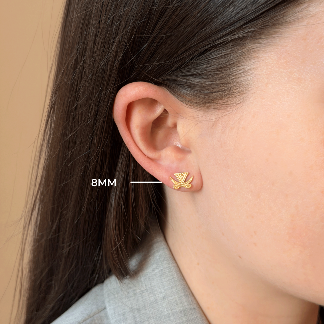 UVA V-Sabre Stud 8mm shown on figure in gold