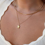 UVA Rotunda Pendant shown on figure in gold on Cable Chain with Neck Collar in gold