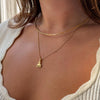 Wake Forest Wait Chapel Pendant shown on figure in gold on Cable Chain with Neck Collar