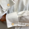 Wisconsin Union Cufflinks shown on figure in gold