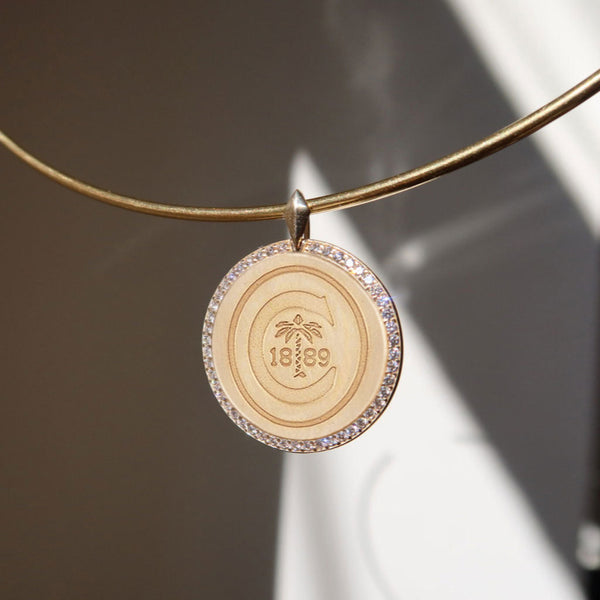 Clemson Diamond Florentine Pendant shown on Neck Collar