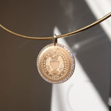 Texas A&M Diamond Florentine Pendant shown on Neck Collar in gold