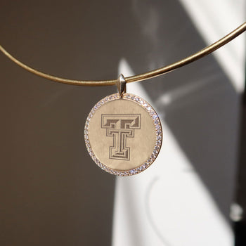 Texas Tech Diamond Florentine Pendant shown on figure on Neck Collar