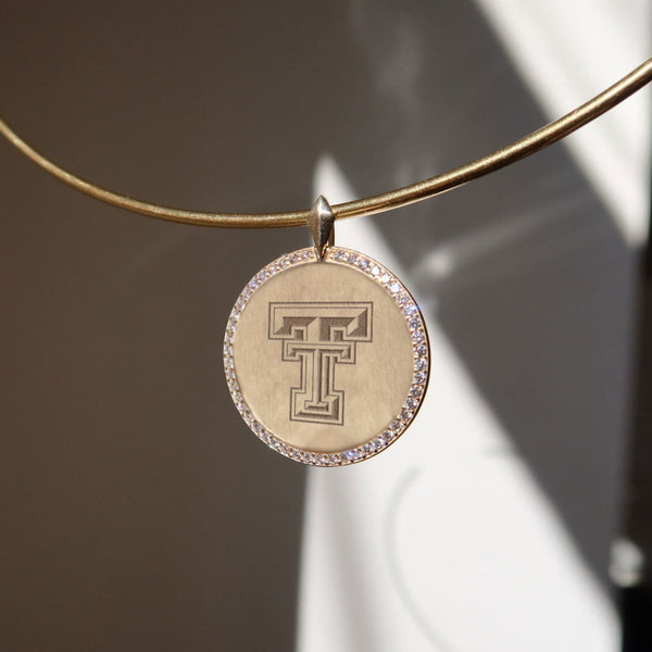 Texas Tech Diamond Florentine Pendant shown on figure on Neck Collar