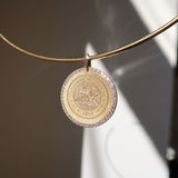 Florida Seal Diamond Florentine Pendant shown on Neck Collar in gold