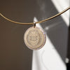 Yale Diamond Florentine Pendant shown on Neck Collar in gold