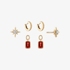 Garnet North Star Florentine Earring Bundle