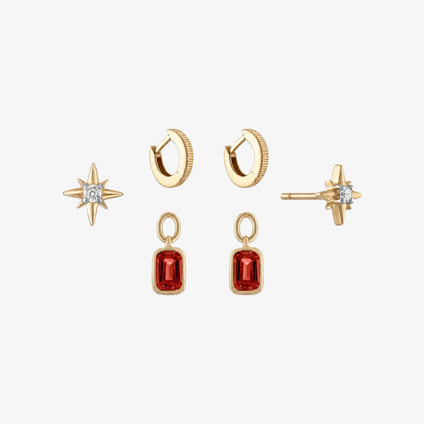 Garnet North Star Florentine Earring Bundle
