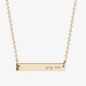 Texas A&M Gig 'Em Horizontal Bar Necklace