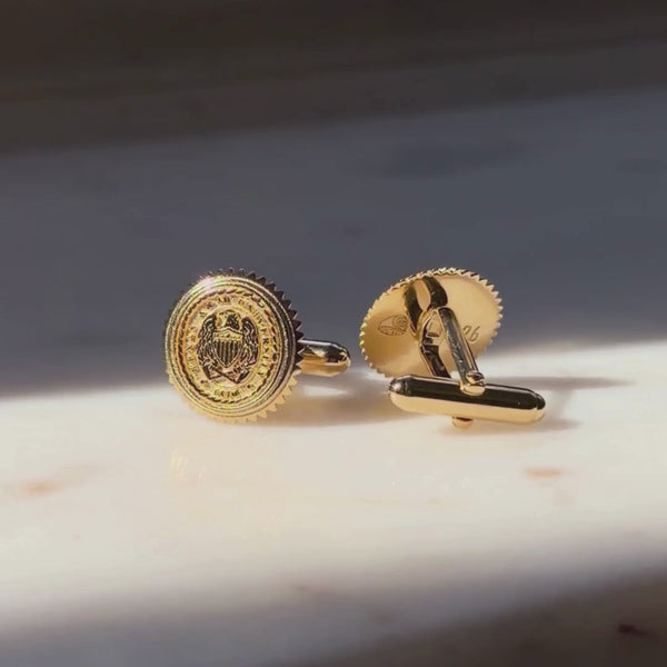 Texas A&M Aggie Ring Crest Cufflinks shown with '26 back engraving