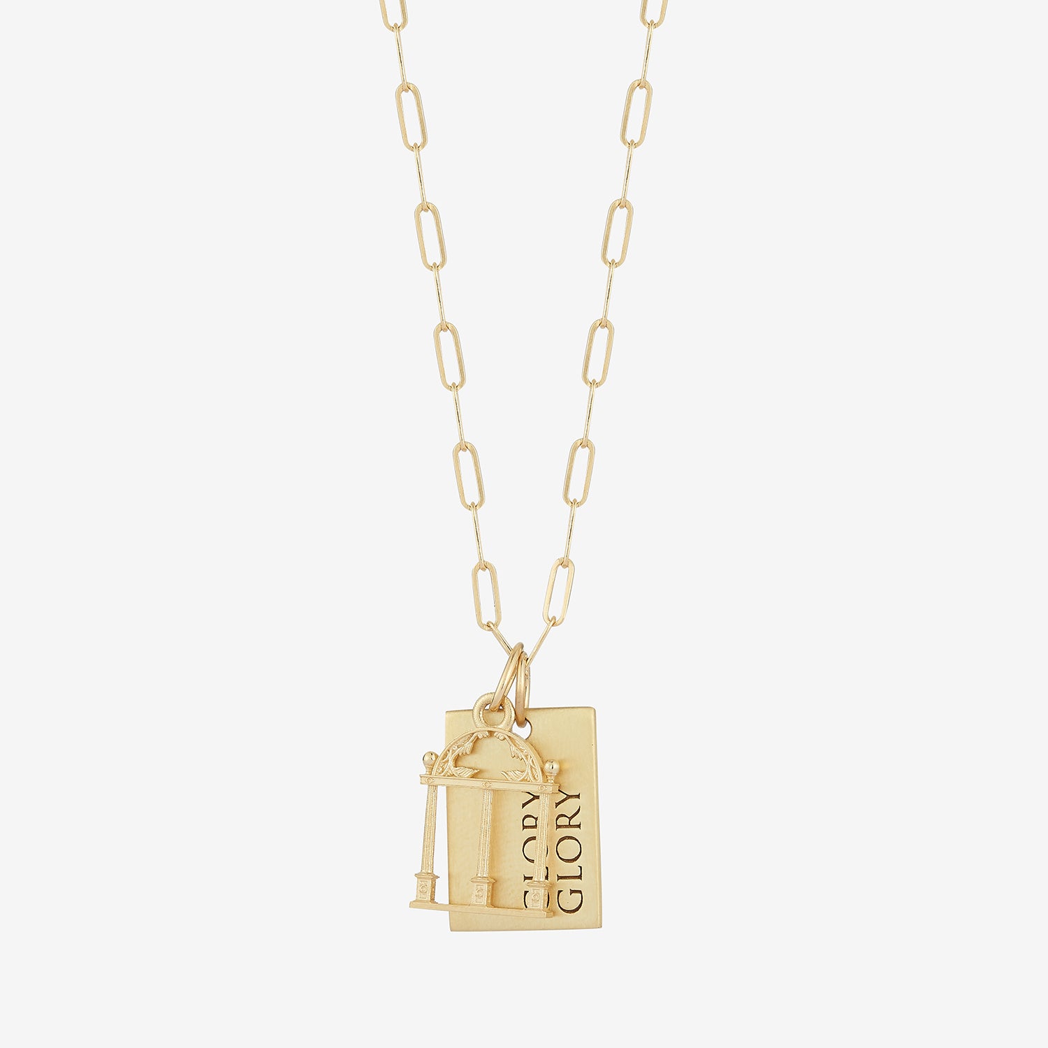 UGA Glory Glory Rectangle Pendant