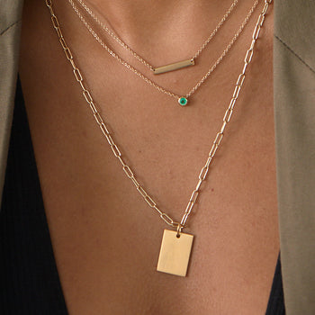 Navy Rectangle Necklace on figure