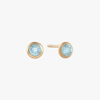 Aquamarine Bezel Studs (Pair)