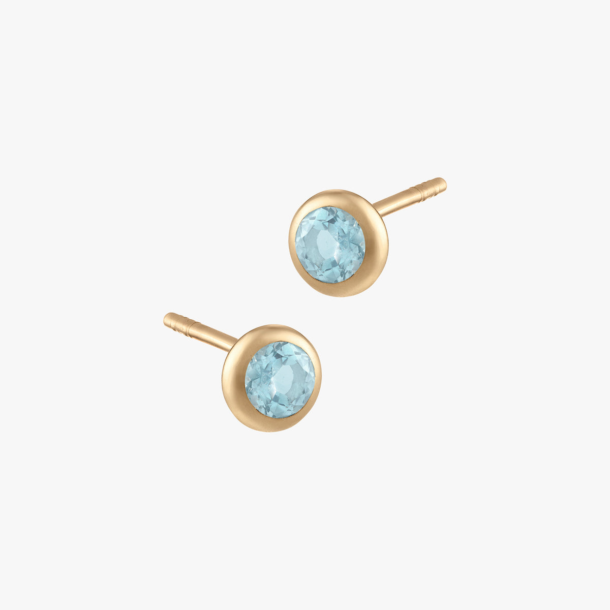 Aquamarine Bezel Studs (Pair)