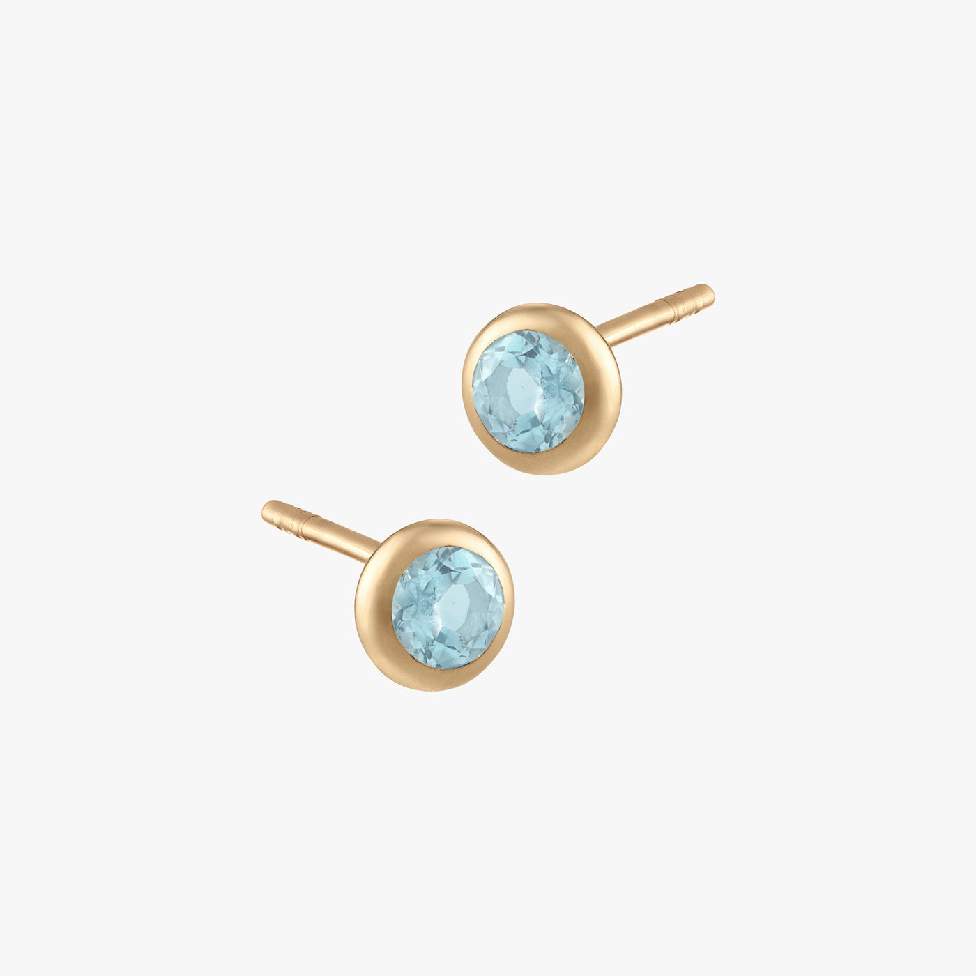 Aquamarine Bezel Studs (Pair)