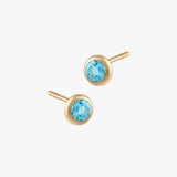 Blue Topaz Bezel Studs