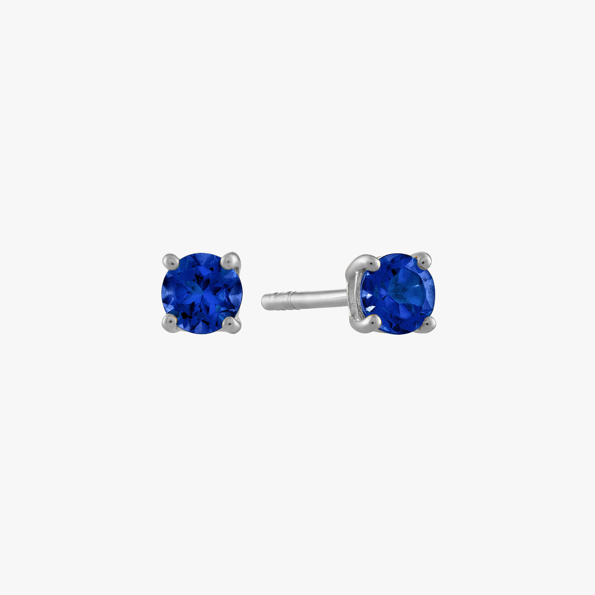 Sapphire stud earring pair silver hardware 