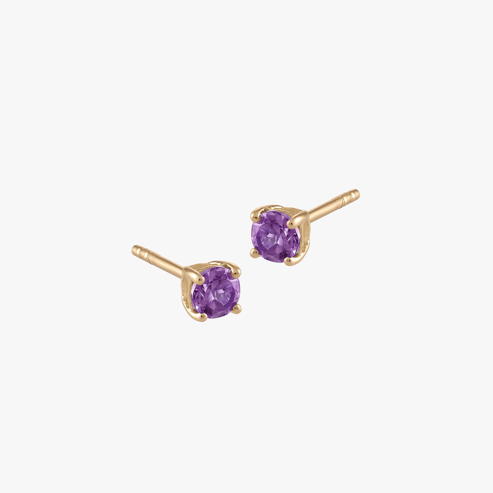 Amethyst & Diamond Earrings 14K Yellow Gold