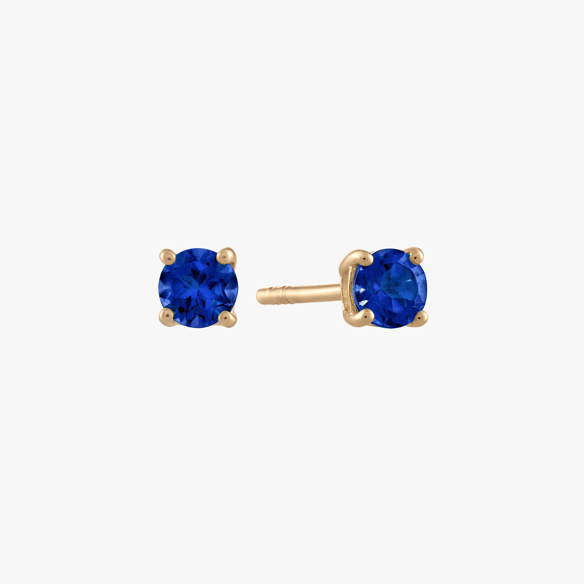 14K Yellow Gold Sapphire and Diamond Flower Stud Earrings