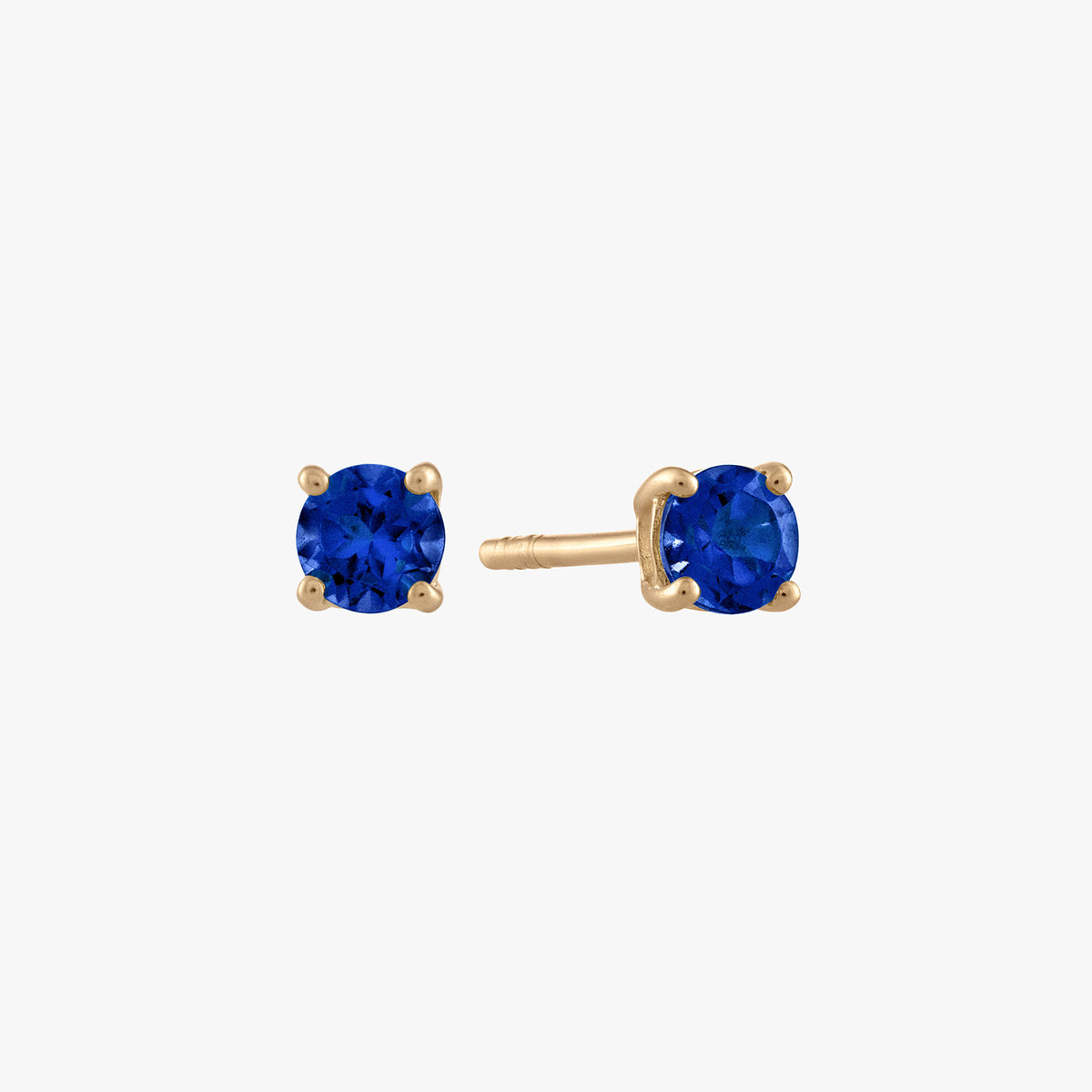 Sapphire Stud Earrings Pair Gold Hardware 