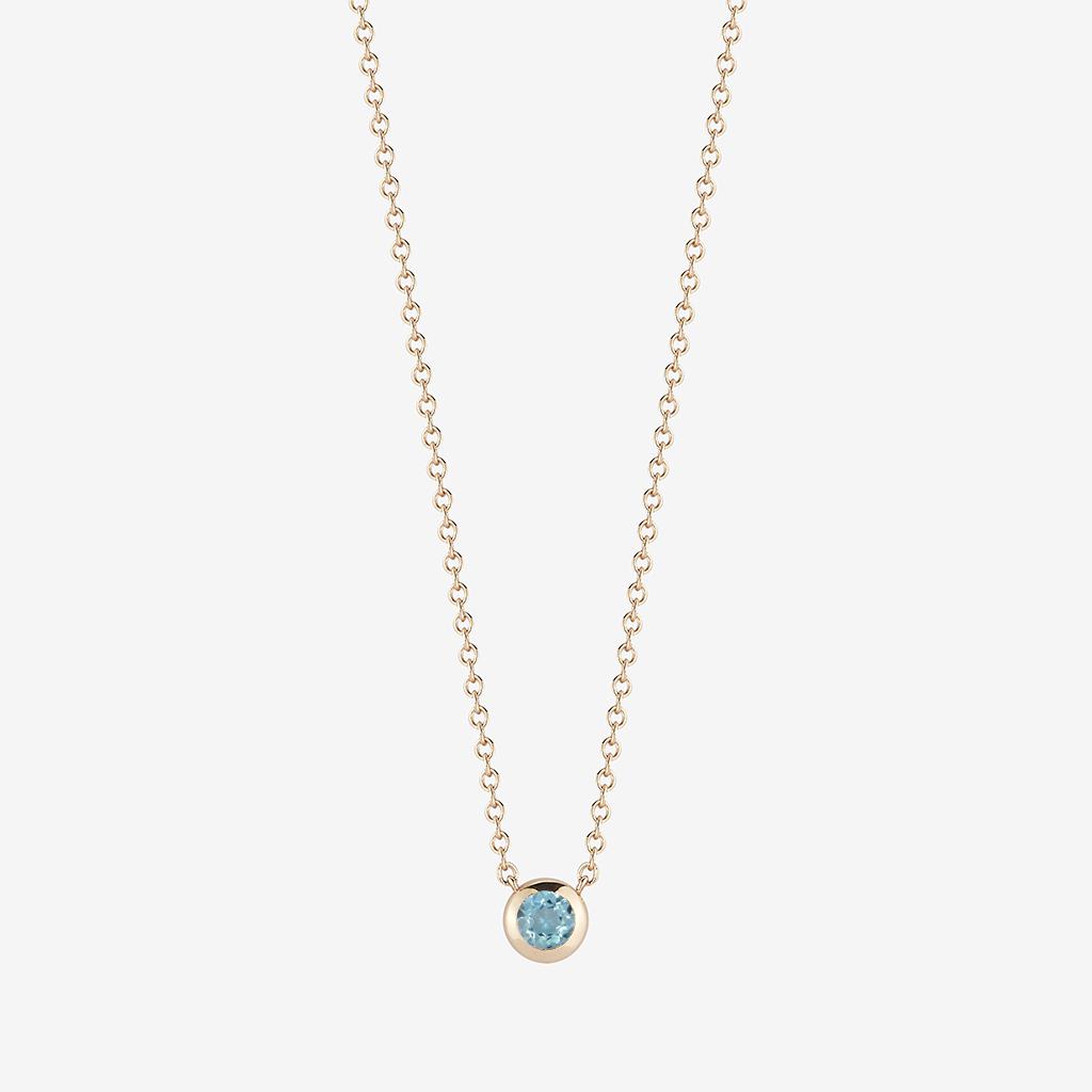 blue topaz gemstone necklace bezel set