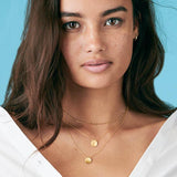 Gold Chi Omega Owl Necklace Petite on Model