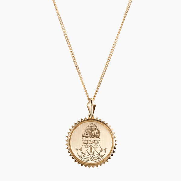 14K Gold and Gold Vermeil Alpha Delta Pi ADPi Sunburst Crest Necklace